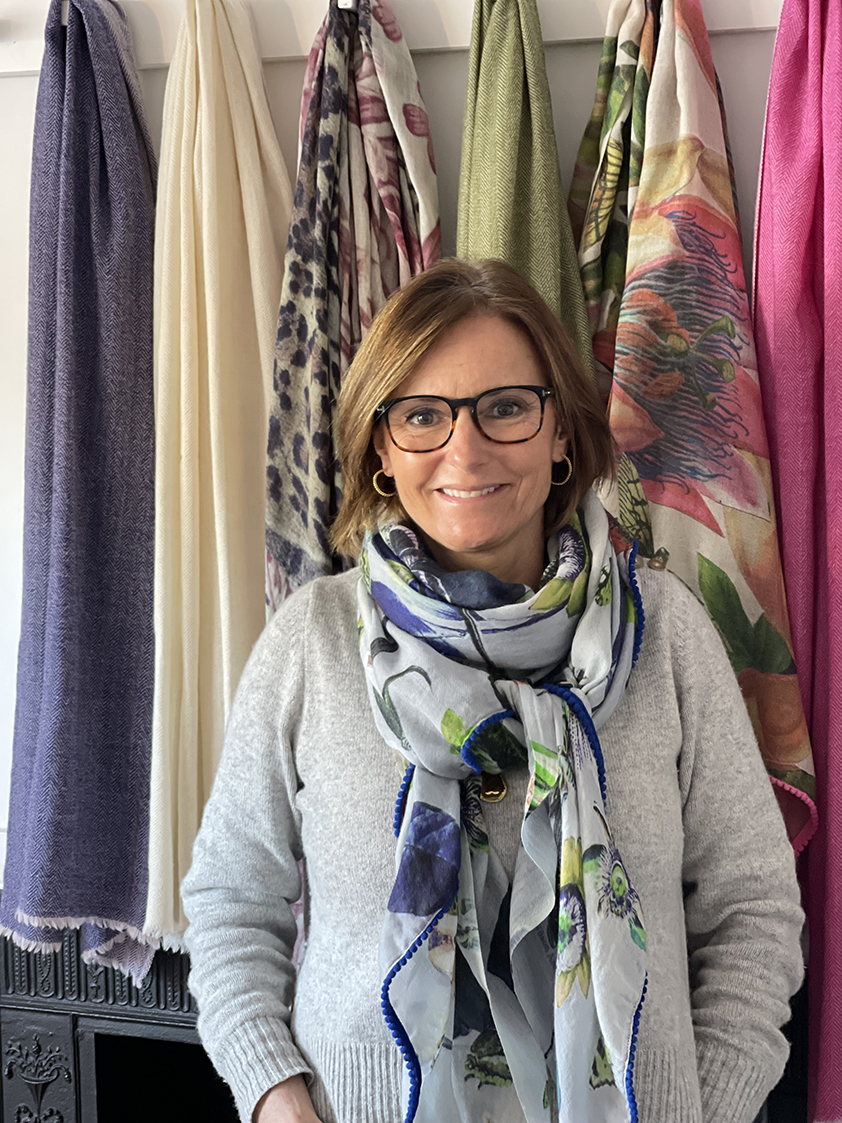 Blue Passion Flower Wool Scarf by Diana Wilson Arcana