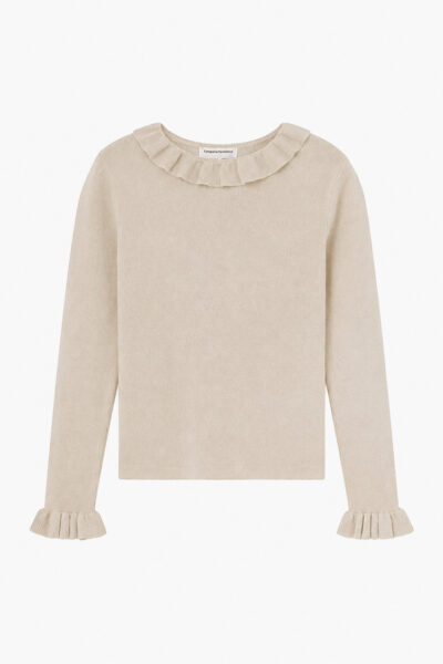 Beige Frill Knit Top
