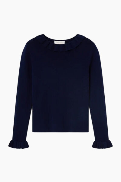 Navy Frill Knit Top