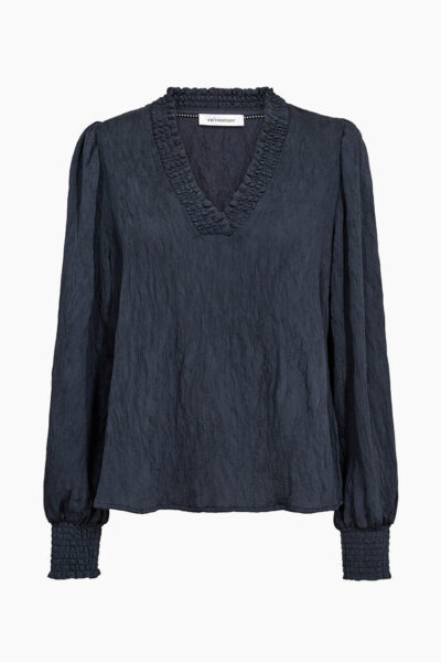 Camello Navy Frill Blouse