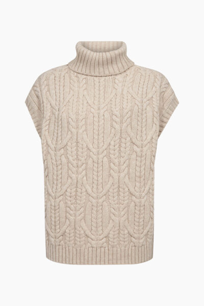 Creme Oversized Cable Knit Vest