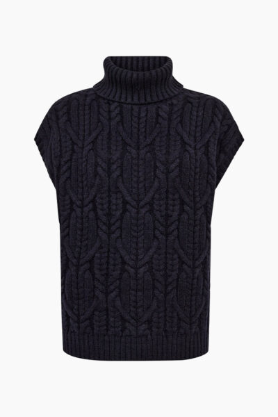Navy Oversized Cable Knit Vest