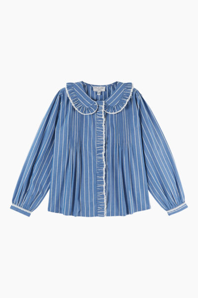 Rayure Indigo Pleated Blouse