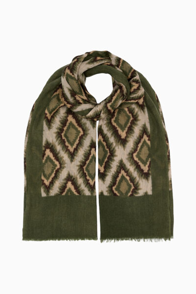 Catherine Khaki Ikat Scarf