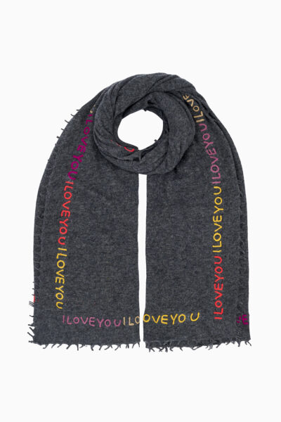 I Love You Charcoal Cashmere Scarf