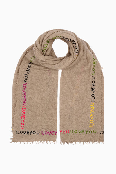 I Love You Neutral Cashmere Scarf