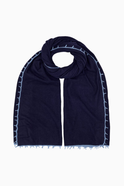 Emma Navy Edged Cashmere Scarf