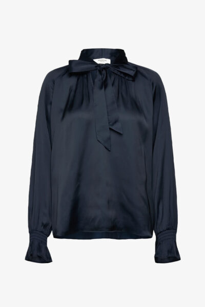 Messina Navy Tie Blouse