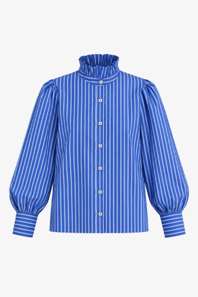 Blue Stripe Frill Shirt
