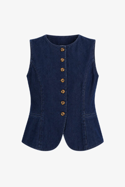 Denim Button Vest