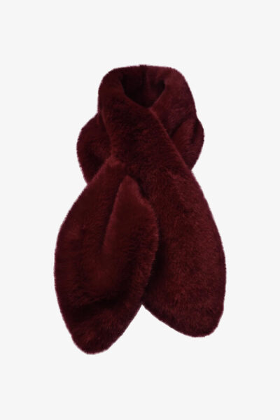 Cate Faux Fur Burgundy Scarf