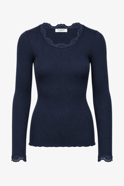 Babette Navy Lace Long Sleeve Top
