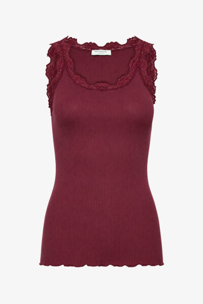 Babette Wine Silk Top With Lace